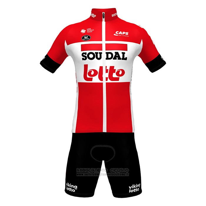 2022 Abbigliamento Ciclismo Lotto Soudal Rosso Manica Corta e Salopette